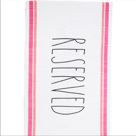 Rae Dunn “RESERVED” Pink Stripe Beach Towel - Picture 5 of 6